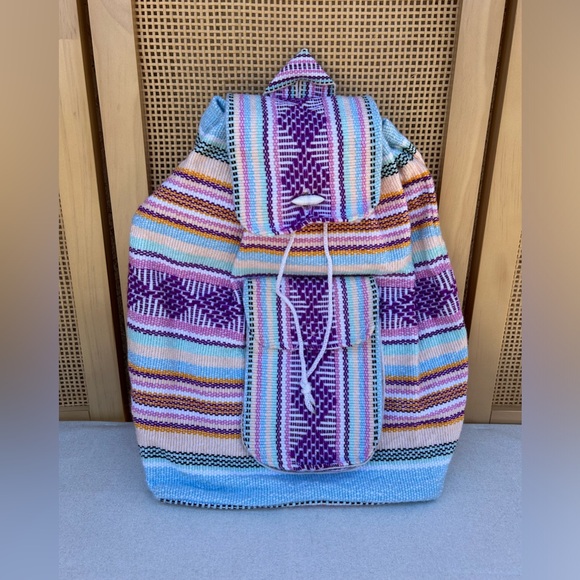 Drawstring/Toggle Woven Backpack - Picture 1 of 7